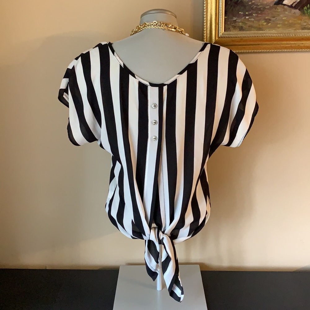 Bebe Striped Top with Open Back